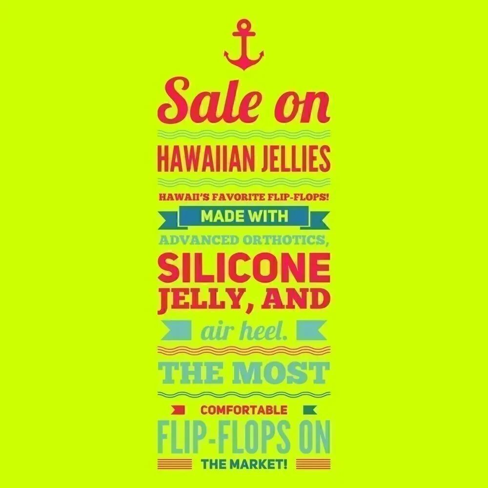 Hawaiian jelly flip-flops on sale! Click poster
